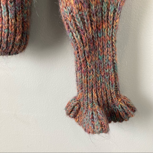 Zara Mohair Blend Oversized Knit Sweater Ruffle Flower Pom-Poms Bubble Sleeves - Picture 8 of 14